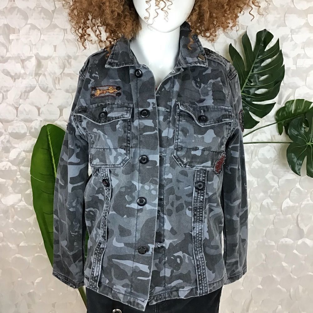Jacket Shirt Style Grey Camo Size S